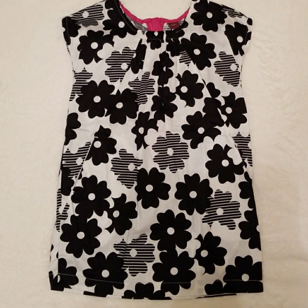 EUC Girl's Tea Black & White Floral Dress sz 5